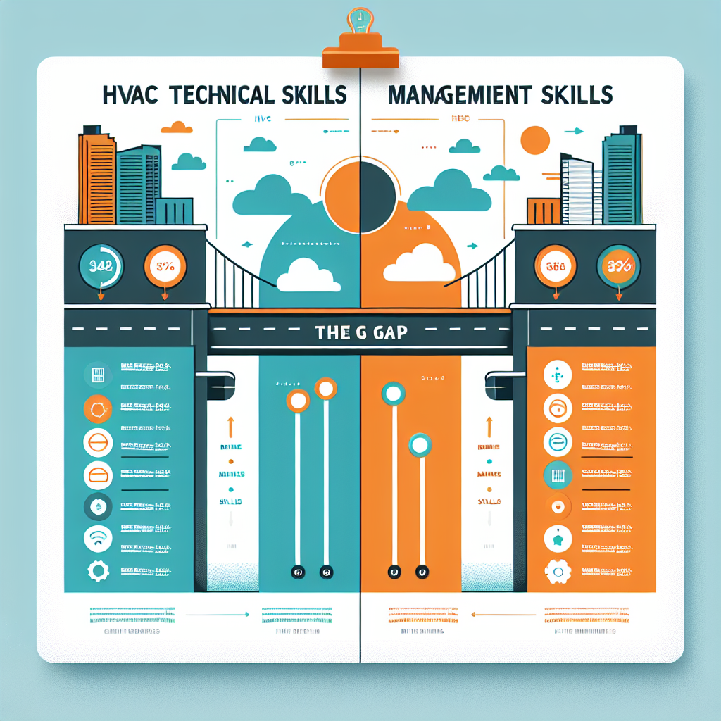 Infographic showing the skills gap between HVAC technical knowledge and business ownership requirements