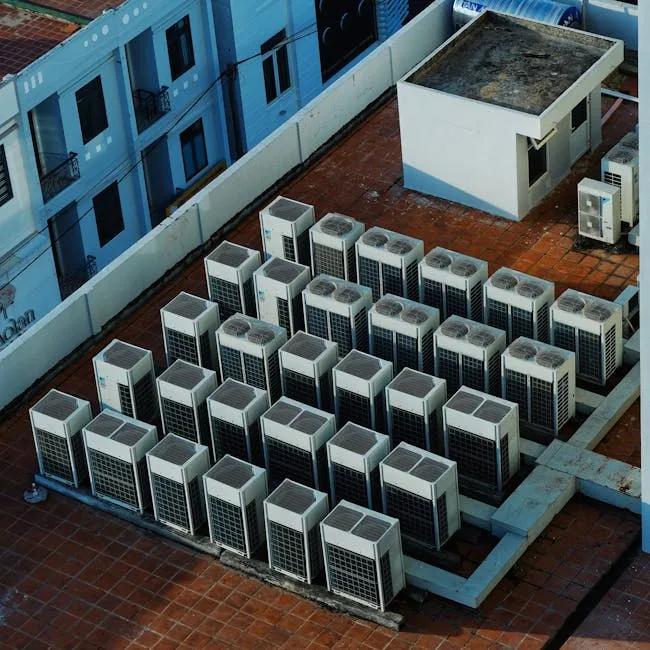 Commercial HVAC units on a rooftop — the equipment at the center of the antitrust case