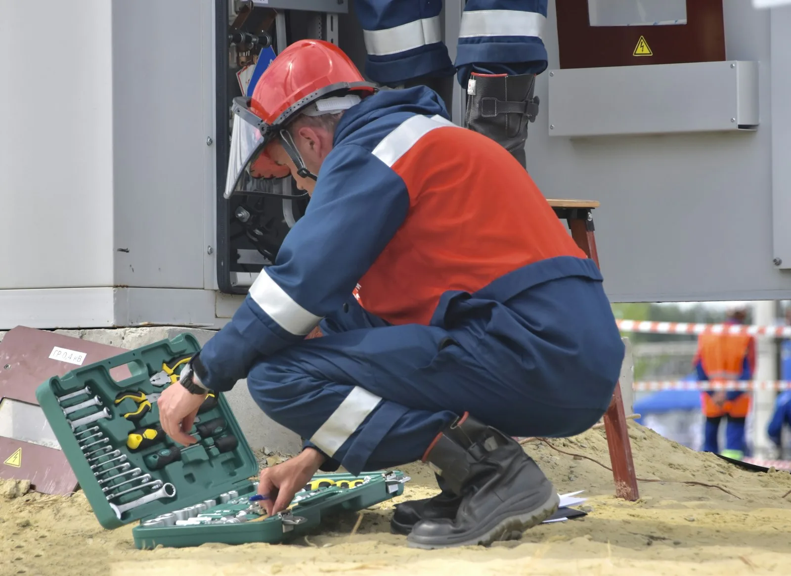 HVAC technician training workshop with equipment